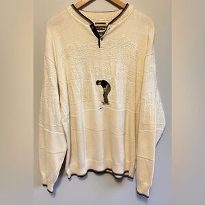 Vintage 90s Northern Elements Golf Embroidered White Knit Sweater Size XL USA